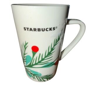 Starbucks Holiday Coffee Mug Unisex 12oz White Good Pine Berry Latte Cup